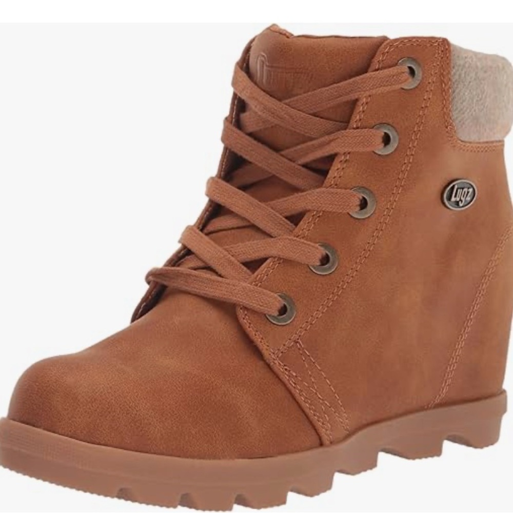 Lugz Tan Lace-Up Wedge Boots